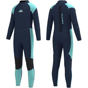 XUKER Kids Wetsuit for Boys Girls Toddlers, 3mm Wetsuit Back Zip Neoprene Thermal Full Body Wetsuits for Youth Teens Scuba Dive Swimming Boating Snorkeling