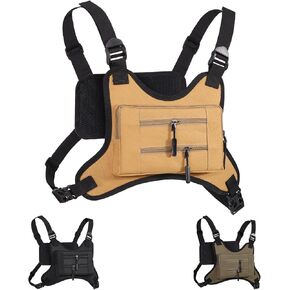 Men's Outdoor Sports Chest Pack, Waterproof Lightweight Front Running Vest Bag for Fitness, Riding, Hiking with Pockets and Extra Storage Space
