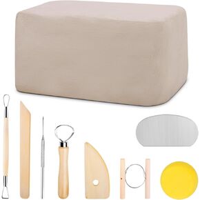Sculpting Clay, Modeling Clay for Sculpting, 5.5lbs Natural Air Dry Modeling Clay Sculpting Kit with Pottery Sculpting Tool Set, All-Purpose Clay Sculpting Kit - White Clay Kit for Adults