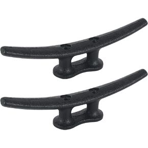 8 Inch Boat Cleats,Hot Dip Galvanized Cast Iron Dock Cleats,Electrophoretic Coated Black Boat Dock Cleats,Rope Cleatsfor Deck Nautical Decor,Piers for Tying up Boats,Hardware Not Included(2/4/6Pack)