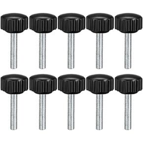 uxcell M4 x 25mm Metric Male Thread Knurled Clamping Knobs Grip Thumb Screw on Type Plastic Threaded Hand Bolt Knobs Black 10 Pcs