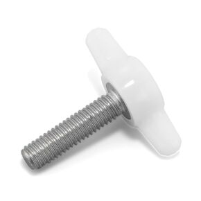 #10-32 x 3/4" Thumb Screw Stainless Steel - White Tee Wing Plastic Knob - Fine Thread ThumbScrew - Length: 0.750" - Proudly Built in USA - Package of (4)