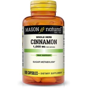 MASON NATURAL Cinnamon, 1000 mg, 100 Capsules (Pack of 3), Herbal Dietary Supplement