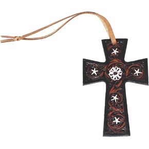 CHALLENGER Western 5" Barrel Trail Riding Tooled Leather Cross Saddle Charm 96FK13
