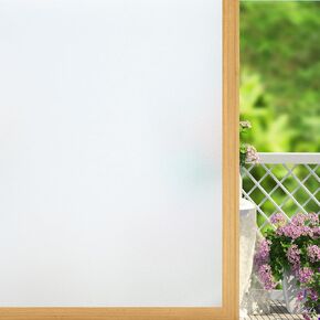 Window Privacy Film Frosted Glass Window Film Heat UV Blocking Static Cling Non-Adhesive Window Frosting Film for Bathroom Home Office(Frosted, 17.5" x 78.7")