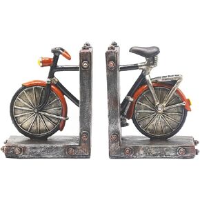 Vintage Bike Bookends, Heavy Duty Bookends for Heavy Books, Resin Antique Bicycle Book Ends for Shelves, Bicycle Decorative Bookends for Study Office Living Room