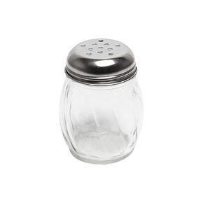 FSE GLTWCS006P Cheese Shaker, 6 oz. capacity, swirled glass base, stainless steel perforated top. without handle, Pack of 12