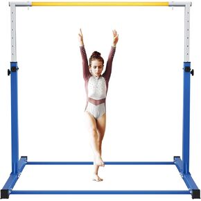 BalanceFrom Heavy Duty Gymnastics Bar for Kids Height Adjustable Horizontal Kip Bar Folding Gymnastics Junior Training Bar, Multiple Colors