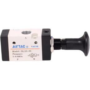 3L110-06 Push-Pull Valve 3/2 Way 1/8" NPT Pneumatic Air AirTAC 2 Position 3 Way Manual Control Direct Acting Type Hand Lever 0-145 PSI