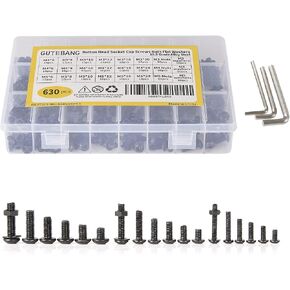 1080PCS M2 M3 M4 Button Head Socket Cap Screws Bolts, Nuts, Flat Washers, with Storage Box Assortment Set Kit, Black Oxide Finish, 10.9 Grade Alloy Steel, Allen Hex Drive, Fully Threaded Metric in Saudi Arabia