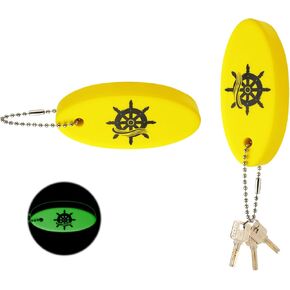 2pcs Floating Keychains, Glow in The Dark Floating Key Chain Oval Foam Floating Key Rings Boat Key Float for Boating Fishing Surfing Sailing Outdoor Water Sports Accessories