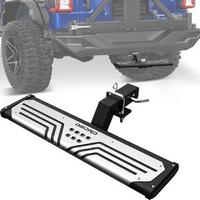 OEDRO Aluminum Towing Hitch Steps for Truck/Car/SUV Vehicles with 2" Hitch Receiver, Rear Bumper Guard Protector, Black
