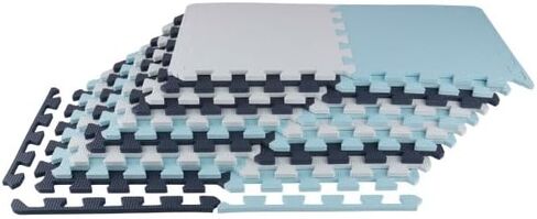 Puzzle Mat EVA Foam Floor Tiles 20-Pack - 20 SQFT Multicolor Exercise Mat or Baby Play Mats for Floor - Interlocking Floor Mats by Stalwart (Blue) in Saudi Arabia