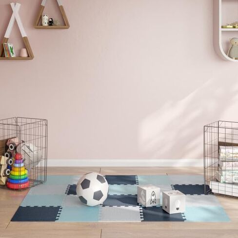 Puzzle Mat EVA Foam Floor Tiles 20-Pack - 20 SQFT Multicolor Exercise Mat or Baby Play Mats for Floor - Interlocking Floor Mats by Stalwart (Blue) in Saudi Arabia
