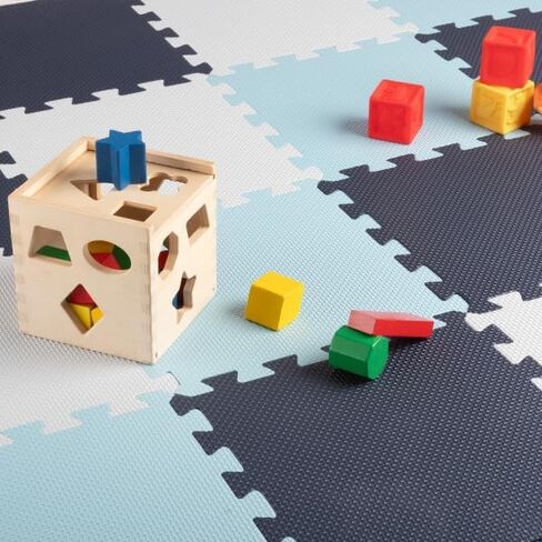 Puzzle Mat EVA Foam Floor Tiles 20-Pack - 20 SQFT Multicolor Exercise Mat or Baby Play Mats for Floor - Interlocking Floor Mats by Stalwart (Blue) in Saudi Arabia