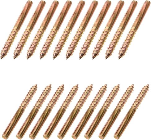 Yinpecly 10Pcs Carbon Steel Double Headed Hanger Bolts 2 inch Length Self-Tapping Screw for Furniture Installation M6×50 Bronze in Saudi Arabia