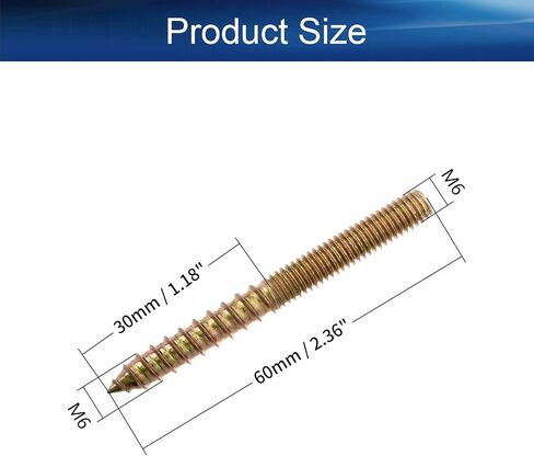Yinpecly 10Pcs Carbon Steel Double Headed Hanger Bolts 2 inch Length Self-Tapping Screw for Furniture Installation M6×50 Bronze in Saudi Arabia