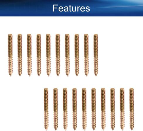 Yinpecly 10Pcs Carbon Steel Double Headed Hanger Bolts 2 inch Length Self-Tapping Screw for Furniture Installation M6×50 Bronze in Saudi Arabia