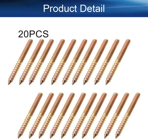 Yinpecly 10Pcs Carbon Steel Double Headed Hanger Bolts 2 inch Length Self-Tapping Screw for Furniture Installation M6×50 Bronze in Saudi Arabia