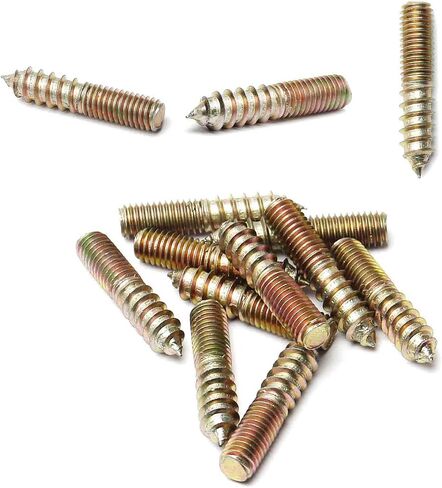 Yinpecly 10Pcs Carbon Steel Double Headed Hanger Bolts 2 inch Length Self-Tapping Screw for Furniture Installation M6×50 Bronze in Saudi Arabia