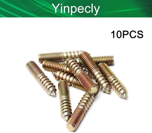 Yinpecly 10Pcs Carbon Steel Double Headed Hanger Bolts 2 inch Length Self-Tapping Screw for Furniture Installation M6×50 Bronze in Saudi Arabia