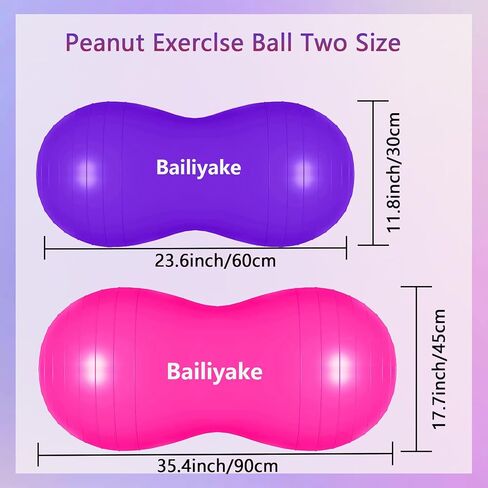 2 Packs Peanut Ball,Peanut Exercise Ball,Peanut Yoga Ball,Peanut Shape Ball,Anti-Burst and Slip Resistant Fitness Ball with Pump for Home Fitness Labor Birthing Flexible Seating for School in Saudi Arabia