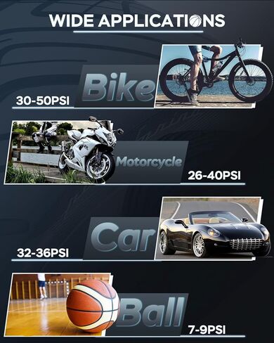 مضخة هواء لإطارات السيارة محمولة بقوة 150 رطل لكل بوصة مربعة، منفاخ إطارات لاسلكي قابل لإعادة الشحن، ضاغط هواء محمول، مضخة إطار تلقائي مع مقياس الضغط، ضوء LED للسفر، دراجة نارية، كرة السلة، حلقة السباحة in Kuwait
