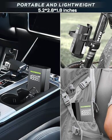 مضخة هواء لإطارات السيارة محمولة بقوة 150 رطل لكل بوصة مربعة، منفاخ إطارات لاسلكي قابل لإعادة الشحن، ضاغط هواء محمول، مضخة إطار تلقائي مع مقياس الضغط، ضوء LED للسفر، دراجة نارية، كرة السلة، حلقة السباحة in Kuwait