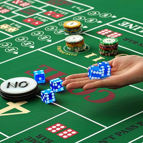 مجموعة ألعاب Craps Tabletop، تتضمن بساط تخطيط سطح الطاولة المطاطي Craps مقاس 35 بوصة × 70 بوصة، ونرد من فئة الكازينو AAA مقاس 19 مم، وأزرار تشغيل/إيقاف 3 بوصات ليالي بوكر الكازينو in Saudi Arabia