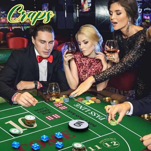 مجموعة ألعاب Craps Tabletop، تتضمن بساط تخطيط سطح الطاولة المطاطي Craps مقاس 35 بوصة × 70 بوصة، ونرد من فئة الكازينو AAA مقاس 19 مم، وأزرار تشغيل/إيقاف 3 بوصات ليالي بوكر الكازينو in Saudi Arabia