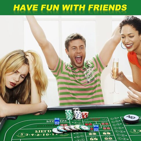 مجموعة ألعاب Craps Tabletop، تتضمن بساط تخطيط سطح الطاولة المطاطي Craps مقاس 35 بوصة × 70 بوصة، ونرد من فئة الكازينو AAA مقاس 19 مم، وأزرار تشغيل/إيقاف 3 بوصات ليالي بوكر الكازينو in Saudi Arabia