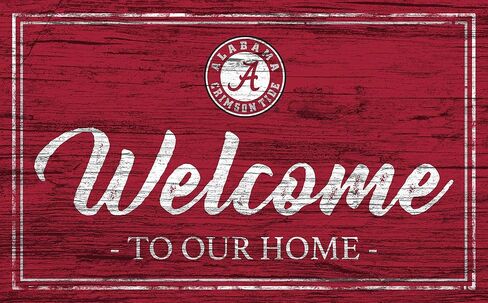 Alabama Crimson Tide مقاس 30.48 سم × 15.24 سم، لون الفريق مرحبًا بك في لافتة خشبية منزلية in Kuwait