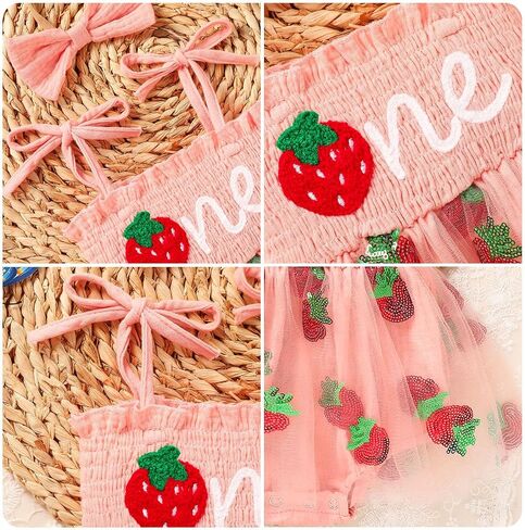 TITKKOP Baby Girl 1st Birthday Clothes One Year Old Tulle Romper Sleeveless Bodysuit Cake Smash Outfits in Saudi Arabia
