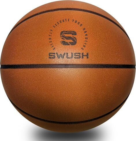 SWUSH Silent Basketball | Size 7 (29.5"") Airless Grooved Foam Basketball, Perfect for Silent Indoor Dribbling, Indoor Training, and Ball Handling Practice, Brown in Saudi Arabia