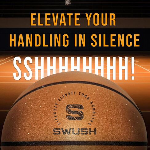 SWUSH Silent Basketball | Size 7 (29.5"") Airless Grooved Foam Basketball, Perfect for Silent Indoor Dribbling, Indoor Training, and Ball Handling Practice, Brown in Saudi Arabia