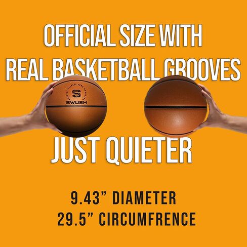 SWUSH Silent Basketball | Size 7 (29.5"") Airless Grooved Foam Basketball, Perfect for Silent Indoor Dribbling, Indoor Training, and Ball Handling Practice, Brown in Saudi Arabia