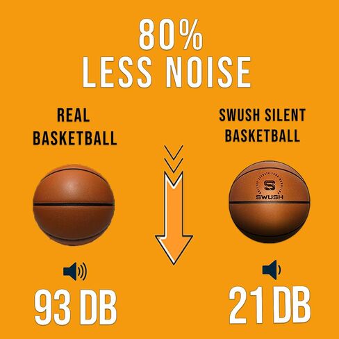 SWUSH Silent Basketball | Size 7 (29.5"") Airless Grooved Foam Basketball, Perfect for Silent Indoor Dribbling, Indoor Training, and Ball Handling Practice, Brown in Saudi Arabia