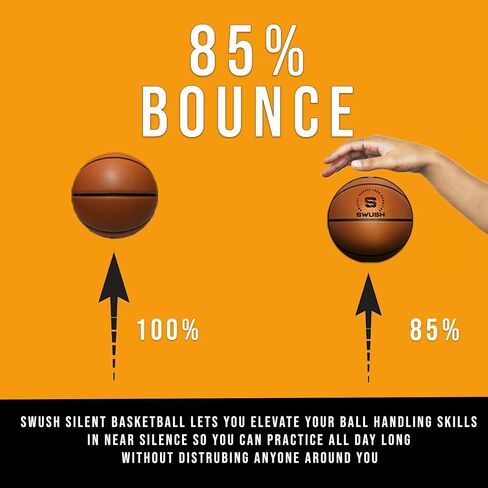 SWUSH Silent Basketball | Size 7 (29.5"") Airless Grooved Foam Basketball, Perfect for Silent Indoor Dribbling, Indoor Training, and Ball Handling Practice, Brown in Saudi Arabia