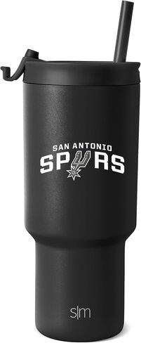 كوب بسيط وحديث مرخص رسميًا من NBA Spurs سعة 30 أونصة مع غطاء قلاب وقش | كوب معزول ستانلس ستيل | هدايا للرجال والنساء | مجموعة تريك | سان انطونيو سبيرز in Saudi Arabia