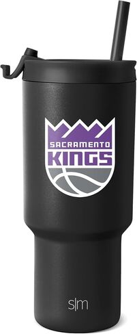 كوب بسيط وحديث مرخص رسميًا من NBA Spurs سعة 30 أونصة مع غطاء قلاب وقش | كوب معزول ستانلس ستيل | هدايا للرجال والنساء | مجموعة تريك | سان انطونيو سبيرز in Saudi Arabia