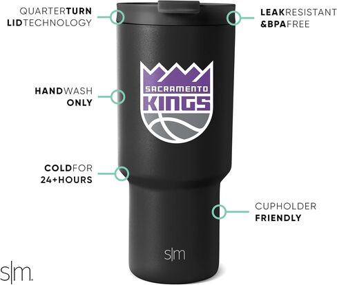 كوب بسيط وحديث مرخص رسميًا من NBA Spurs سعة 30 أونصة مع غطاء قلاب وقش | كوب معزول ستانلس ستيل | هدايا للرجال والنساء | مجموعة تريك | سان انطونيو سبيرز in Saudi Arabia