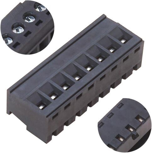 Tcenofoxy 5.08mm Phoenix Connector 2/3/4/5/6/7/8/9/10/11/12/13/14/15/16/18/20/22/24 Pin، موصل كتلة طرفية برغي PCB أسود وصلة لولبية (2 قطعة 5.08M-BK-6P) in Kuwait