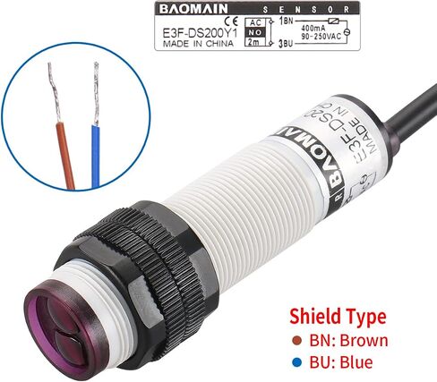 Baomain M18 Photoelectric Sensor Switch E3F-DS10Y1 AC 90-250V 400mA Diffuse Type NO 10cm 2 Wire CE in Saudi Arabia