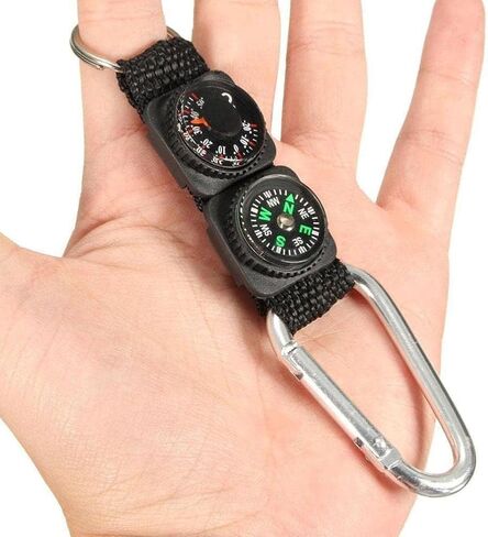 Black Carabiner Key Chain Compass Thermometer Metal Camping Outdoor Gadgets Hiking Survival to Multifunctional O0R8 Mountaineering Sports and Outdoor Recreation Accessories in Saudi Arabia