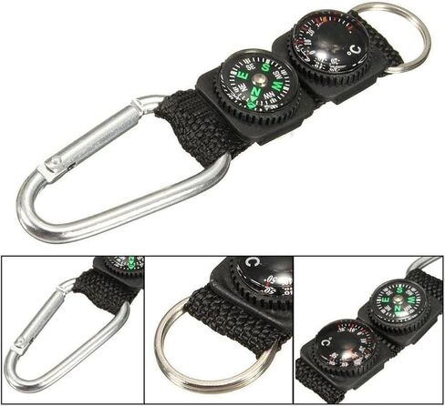 Black Carabiner Key Chain Compass Thermometer Metal Camping Outdoor Gadgets Hiking Survival to Multifunctional O0R8 Mountaineering Sports and Outdoor Recreation Accessories in Saudi Arabia