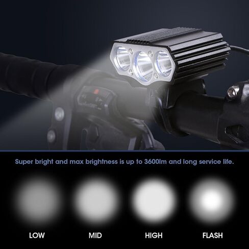 مصباح أمامي للدراجة LED من Dioche، مصباح أمامي فائق السطوع 3600LM USB قابل لإعادة الشحن لركوب الدراجات الليلية في الهواء الطلق in Saudi Arabia