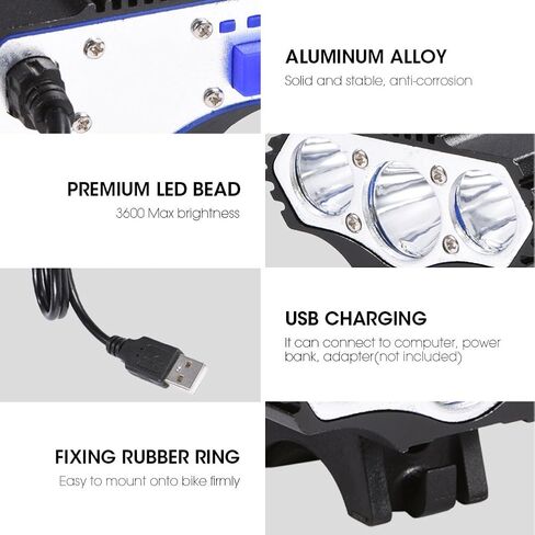 مصباح أمامي للدراجة LED من Dioche، مصباح أمامي فائق السطوع 3600LM USB قابل لإعادة الشحن لركوب الدراجات الليلية في الهواء الطلق in Saudi Arabia