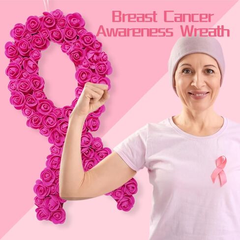 إكليل التوعية بسرطان الثدي، أشرطة إكليل، علامة ديكور، زهرة رغوية، زهرة رغوية للنساء، هدية لسرطان الثدي، مؤسسة خيرية، حدث دعم الناجين، ديكور الحفلات in Saudi Arabia