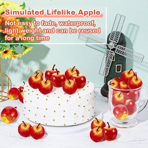 Dingion Christmas Fake Reds Apples Decorations Artificial Mini Red Apples Ornaments Lifelike Fruits Fake Apples Decor in Kuwait