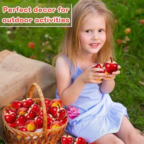 Dingion Christmas Fake Reds Apples Decorations Artificial Mini Red Apples Ornaments Lifelike Fruits Fake Apples Decor in Kuwait